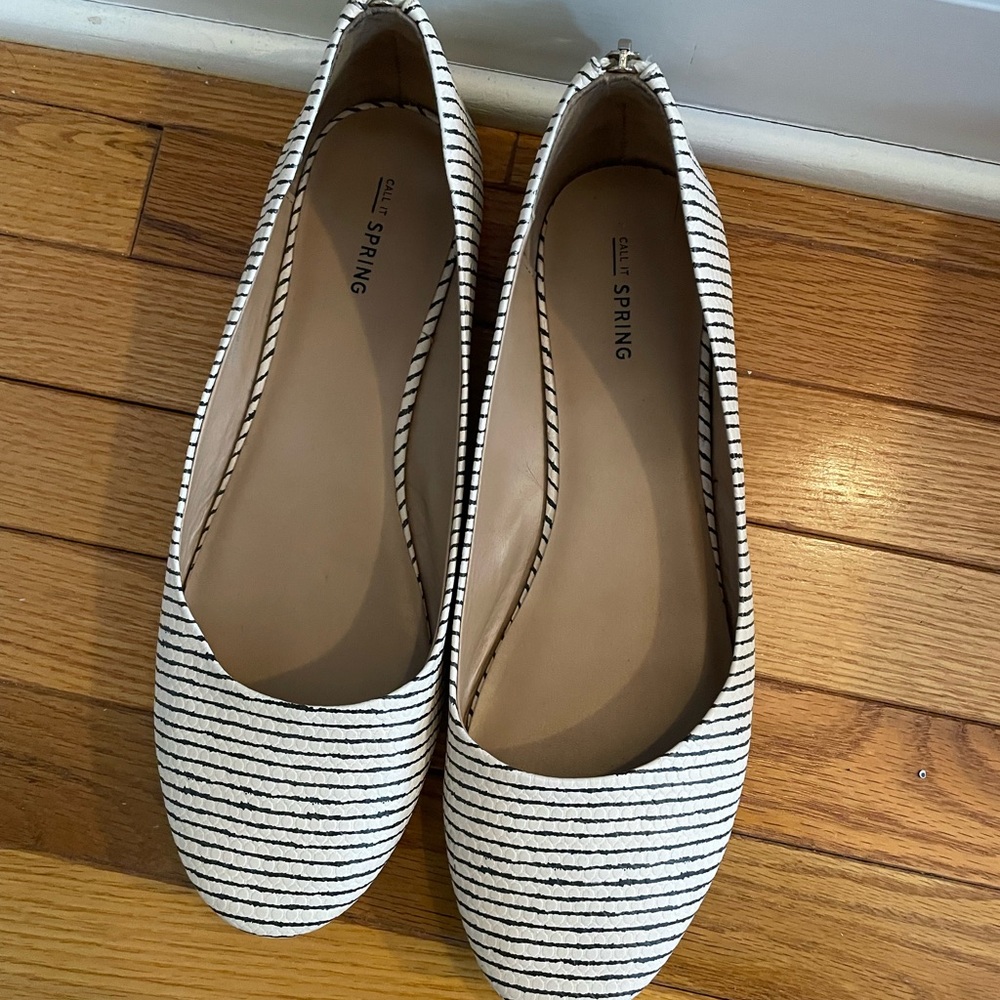 Call It Spring Women's Striped Flats - Black and White